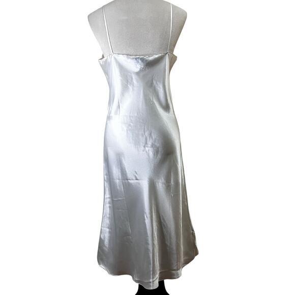 Vintage 90s Satin Bridal Slip Dress – Hand Embroidered, French Seams, Size L - Picture 5 of 11